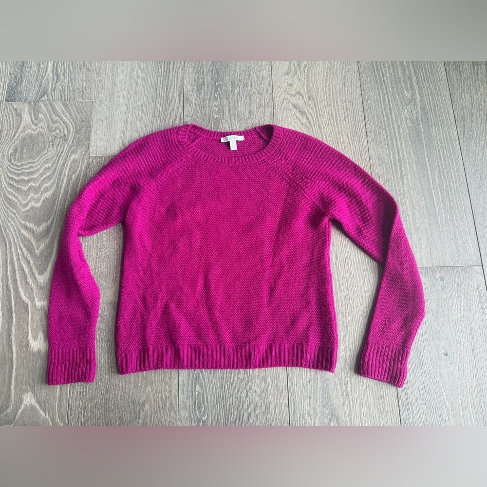 MaxMara Open Knit Crewneck Sweater in Fuchsia Purple Size Medium
